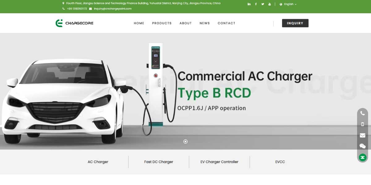 site EV MANUFACTURER SITE Chargecore
