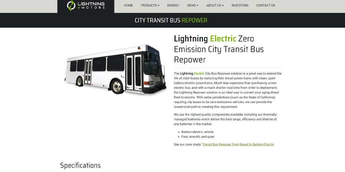 site EV MANUFACTURER SITE Lightning EMotors Bus