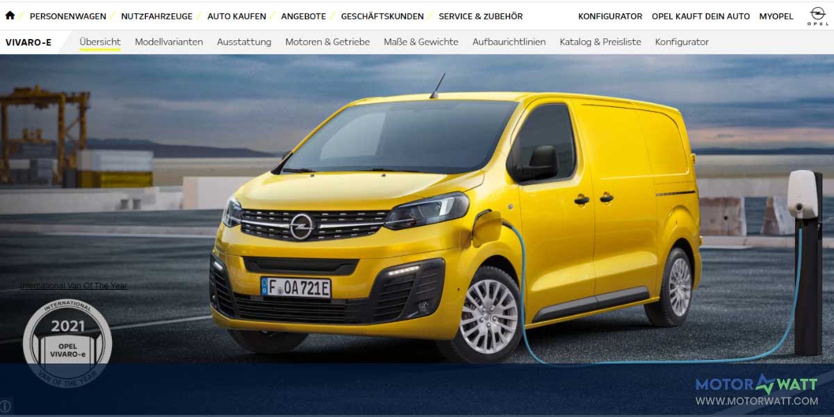 site EV MANUFACTURER SITE Opel Cargo