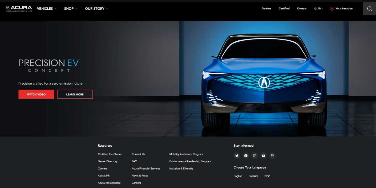 site EV MANUFACTURER SITE Acura